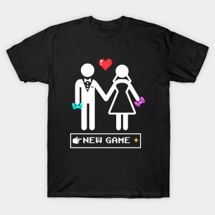 Just Married Gamer Couple New Game + Newlyweds T-Shirt